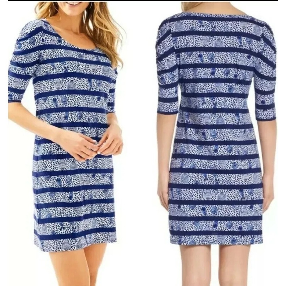 NWT‎ Lilly Pulitzer LaJolla Stretch Shift T Shirt Tee Dress XS Heart Sole Stripe